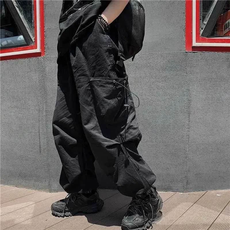 Calças masculinas Houzhou Techwear calças de carga preto jogging coreano Casual Casual Roupe