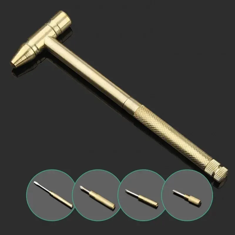 Hammer 5in1 Mini Craft Hammer Courgents Set Copper Alloy Gold Détachement Micro Tournevis Perfect Hand Tool pour les projets de bricolage