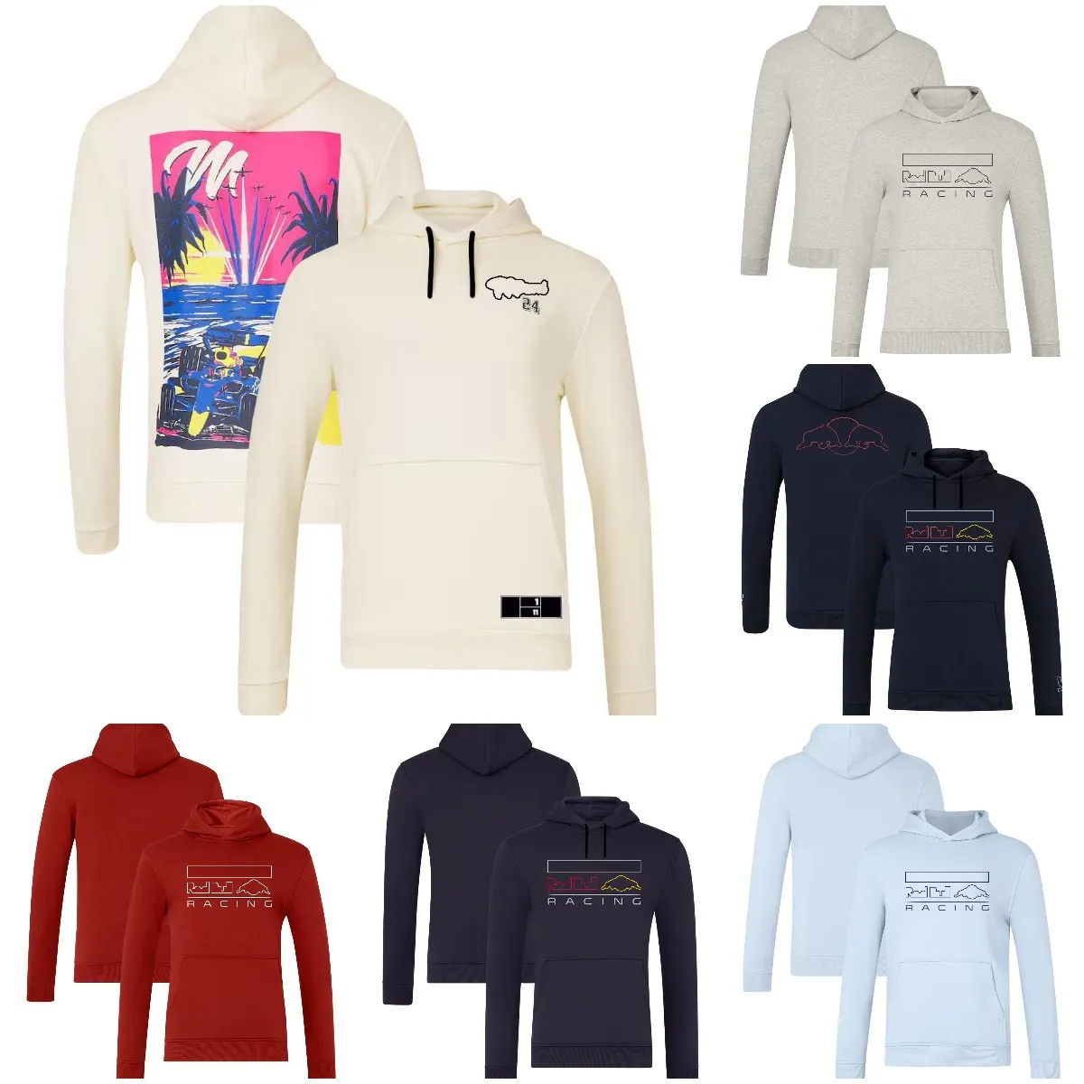 F1 F1 Spaccata con cappuccio con cappuccio 2024 maglione pullover con cappuccio unisex a maniche lunghe una molla sportiva e abito da corsa autunno