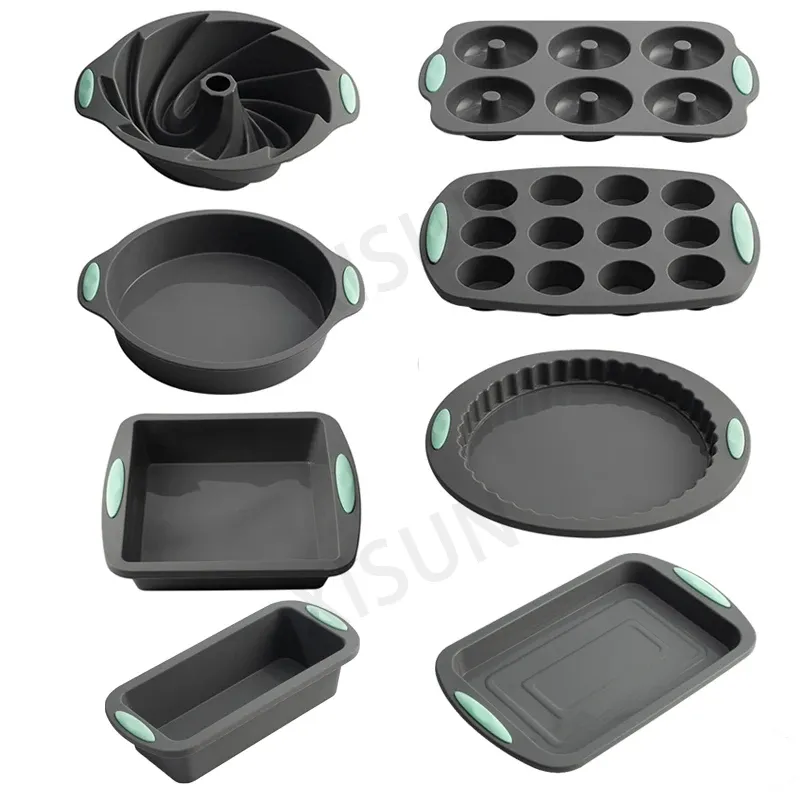 Vormen warmtebestendige siliconen broodbrood muffin donut cake bakbak oven bakpan siliconen bakware set siliconen cake pan set