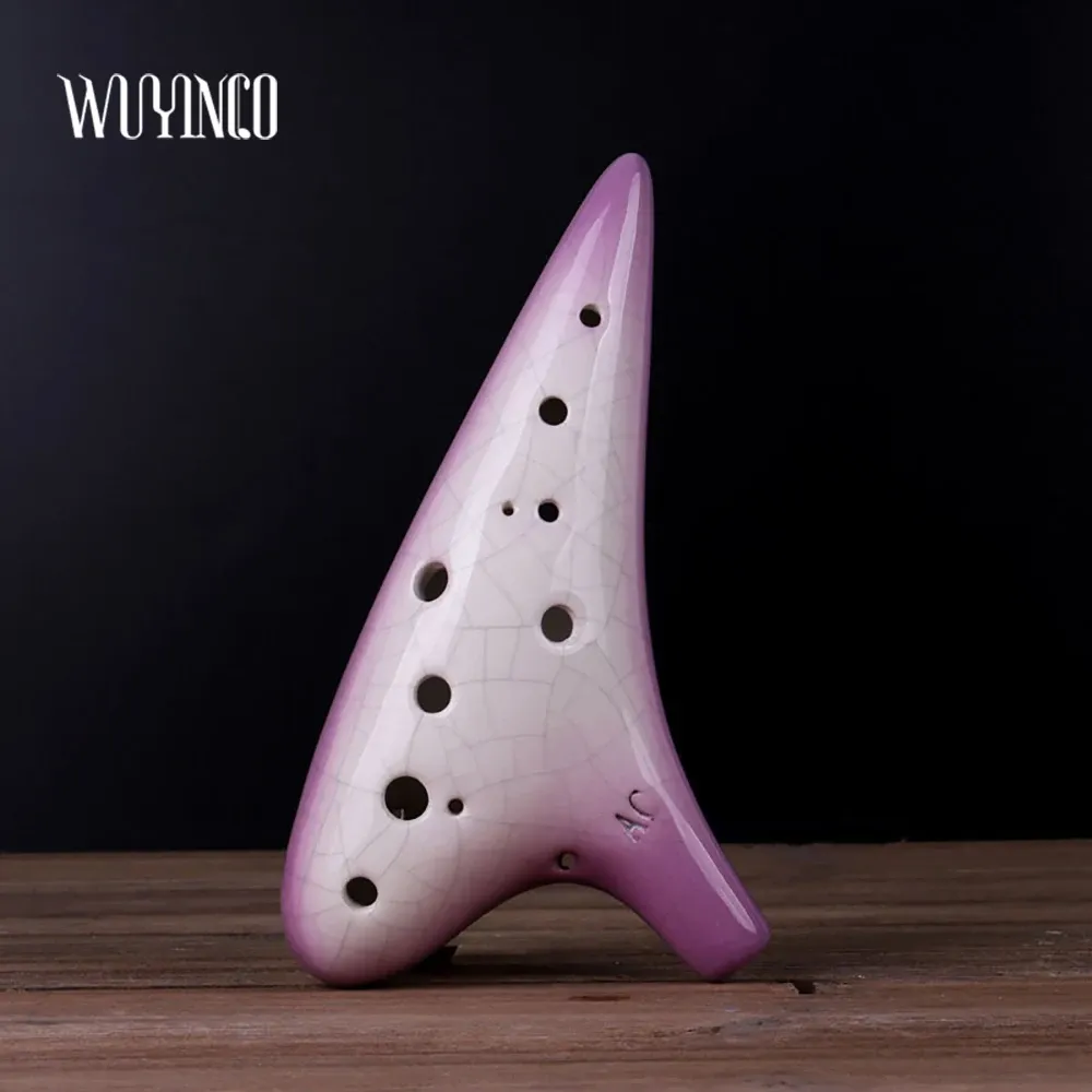 楽器wuyinco ocarina 12ホールアルトCトーンクラックルパターンセラミック勾配フルートフルタプロフェッショナルインストゥ