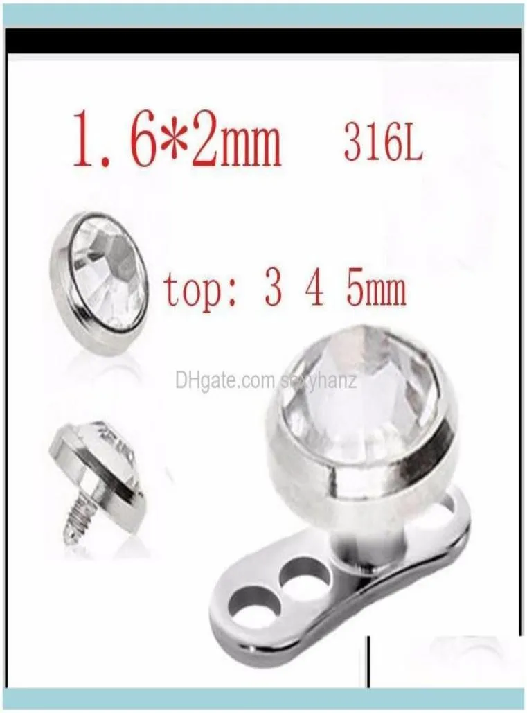 Plugs Jewelryplugs Tunnels 316L Stainless Steel Skin Diver Piercing Micro Dermal Jewelry Body Drop Delivery 2021 5Lxsk6200672