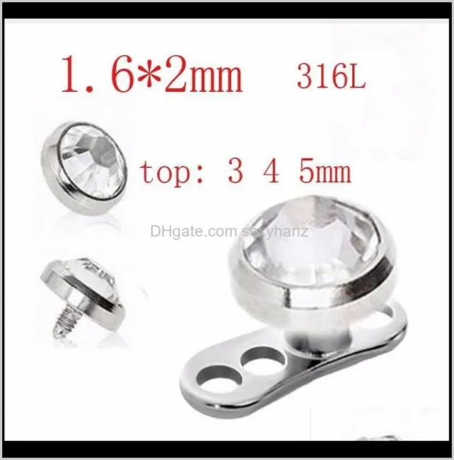 Plugs Tunnels Drop Delivery 2021 316L Rostfritt stål Skindykare Piercing Micro Dermal Jewelry Body GCWJA1530005