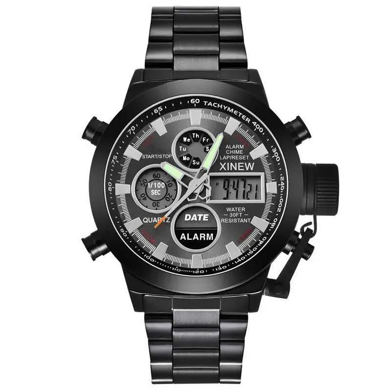 Armbanduhr Curdden Marke ES für Männer Fashion Edelstahlband Alarmstopp Multifunktion Sport Elektronisch Montre Homme Q240426