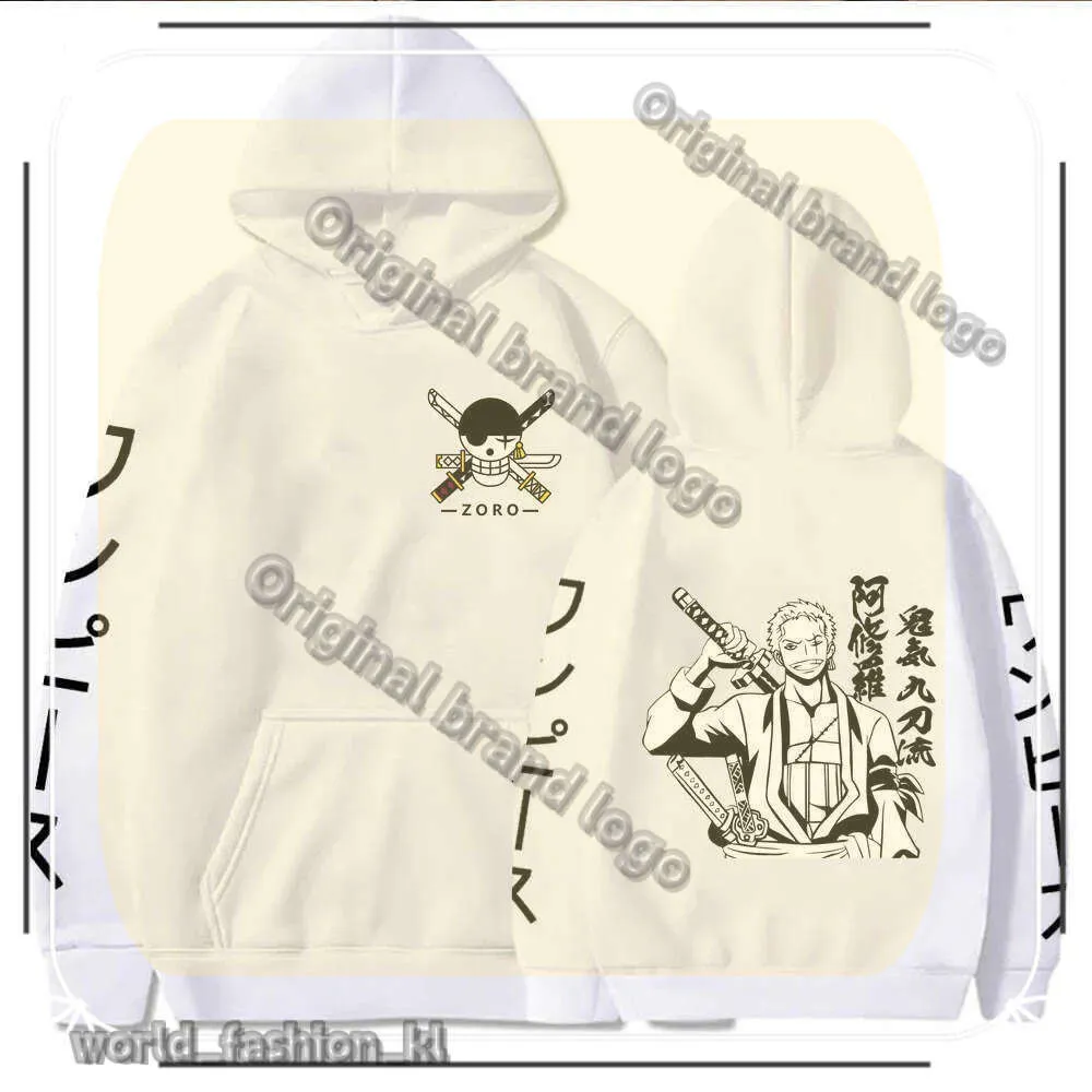 Anime One Piece Desidner Hoodies Cool Roronoa Zoro Pullover Fashion Sweatshirt Men de manga longa masculina Streetwear 656