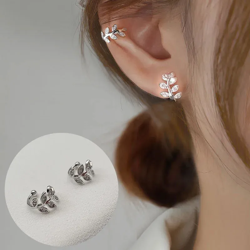 1pcs sevimli metal yaprağı kulak klipsleri kadınlar için küpe