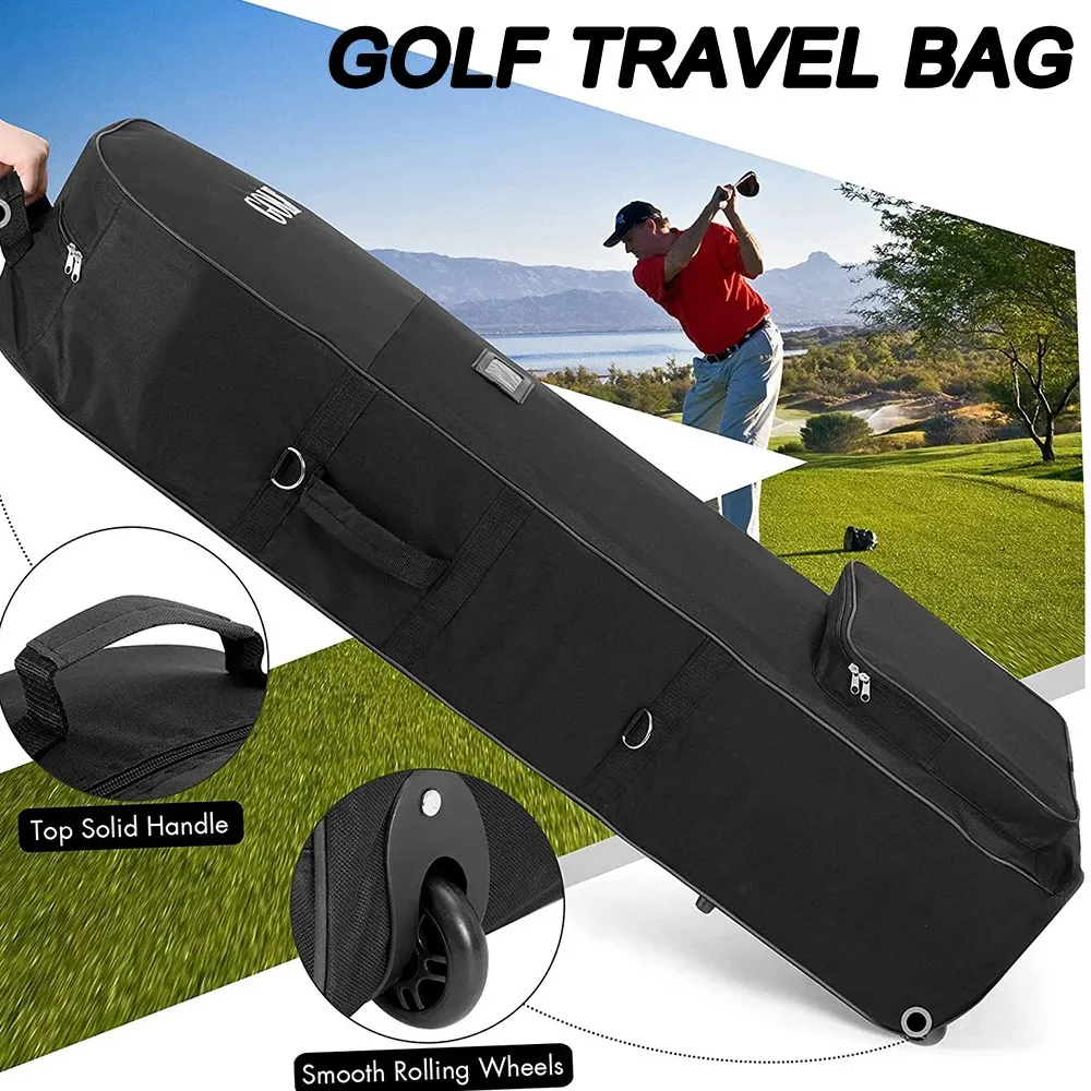 Sacs de voyage de golf doux avec roues Sac d'aviation de grande capacité pratique de la pochette de stockage de club 600D 240424