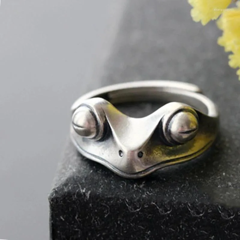 Cluster Rings Antique Silver Plated Frog Open For Women Men Vintage Metal Animal Finger Ring Punk Jewelry Accessories