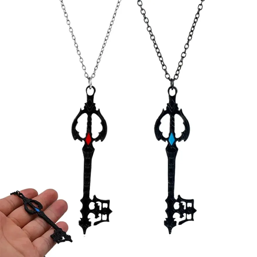 Keychains Game Kingdom Hearts Necklace Metal Sora Keyblade Pendant Sword Neck Chain For Women Men Key Holder Jewelry2180