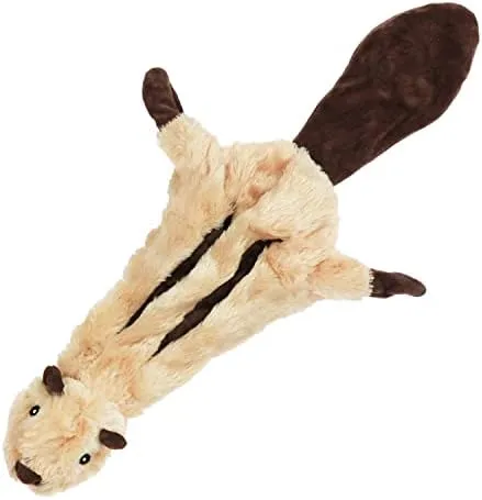 Stuffless Squeaky Dog Toy In Durable Plush Squirrel For Small
