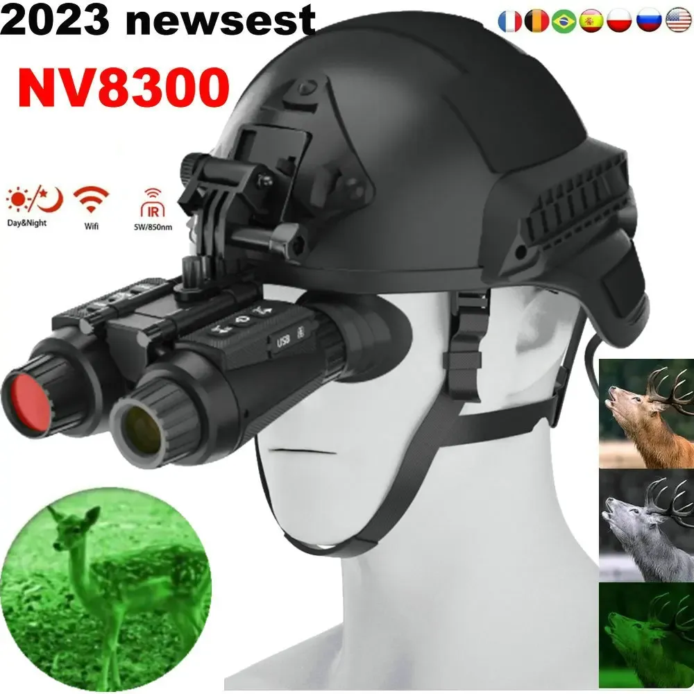 Camera's 2023 NIEUWE NACHT VISIE BINOCULS 850 Nm Infrarood Digitale hoofdmontage Hunting Camping Equipment 8x Reocder 0300m Green Picture