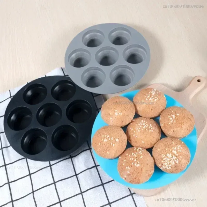 Schimmelpilze 7 Löcher Airfryer Silikon Muffin Pfanne Cupcake Form Luft Fritteuszubehör Nicht -Stick Mini -Kuchenform -Formbackzubehör Küche Küche