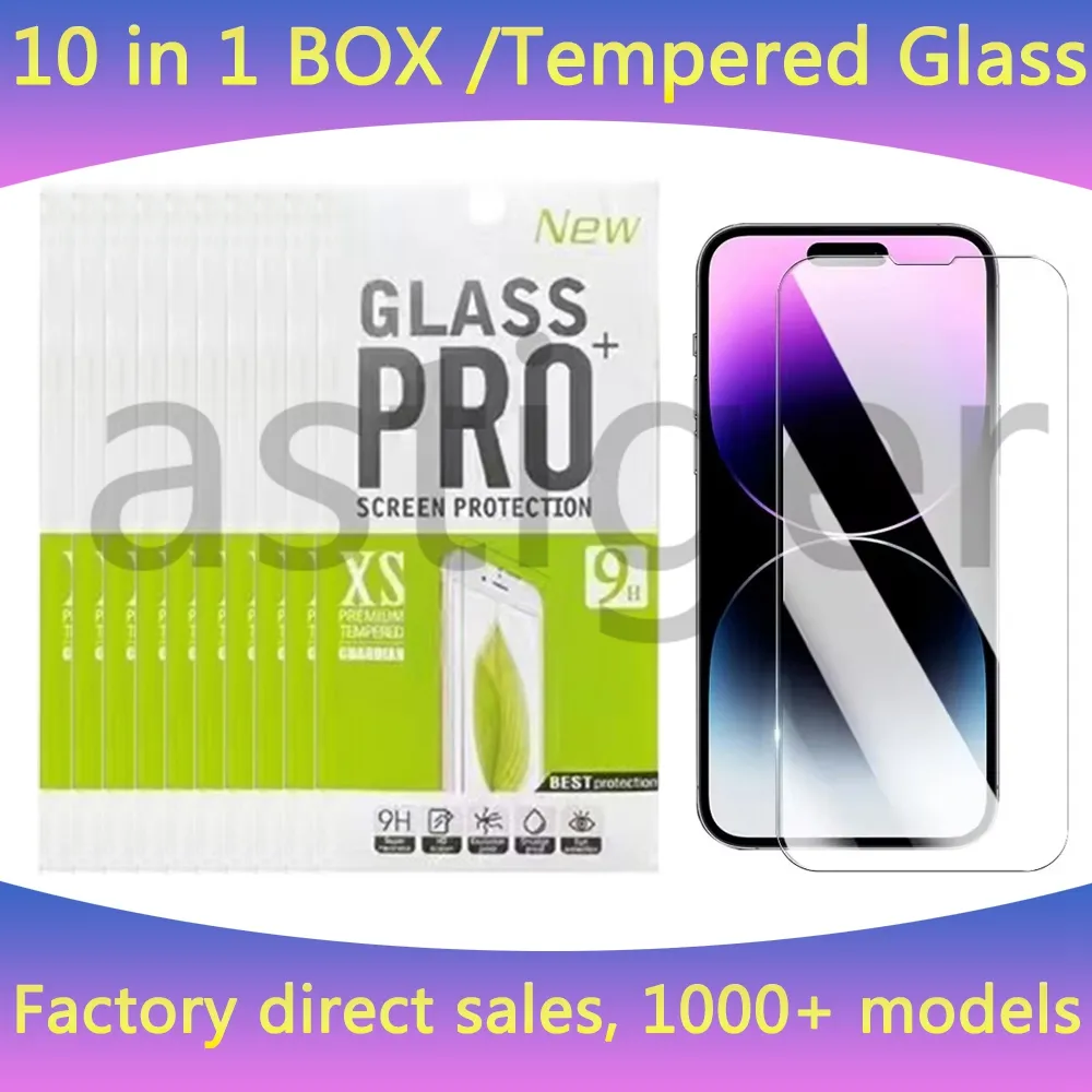 Screen Protector Tempered Glass for iPhone 15 14 13 12 mini 11 Pro X XS Max XR 6 7 8 Plus Samsung A15 A25 A35 A55 A51 A05 Protect Film 9H 0.33mm with Paper retail Box wholesale
