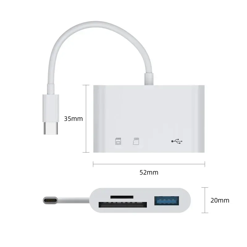 Micro USB Type C Adapter USB TF SD-kortläsare USB-C Memory Card Adapter för MacBook Samsung Huawei Xiaomi Laptop Phone