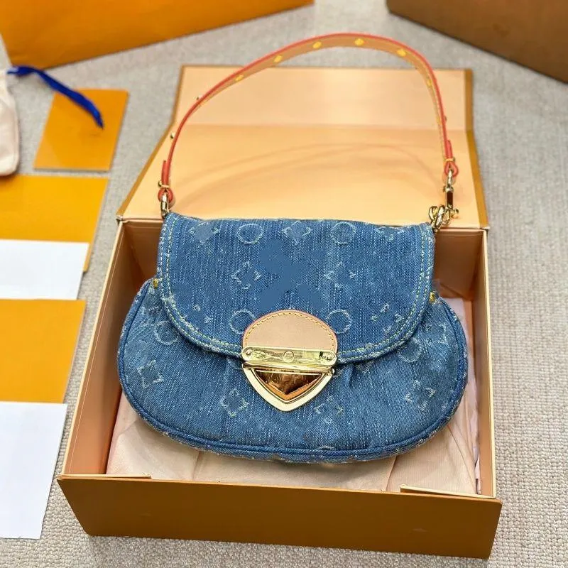 24ss en lüks çanta tasarımcısı denim gün batımı büyük ingot çanta kadın el çantası koltuklu çanta çapraz bag omuz çantası çantası 27cm apnhr