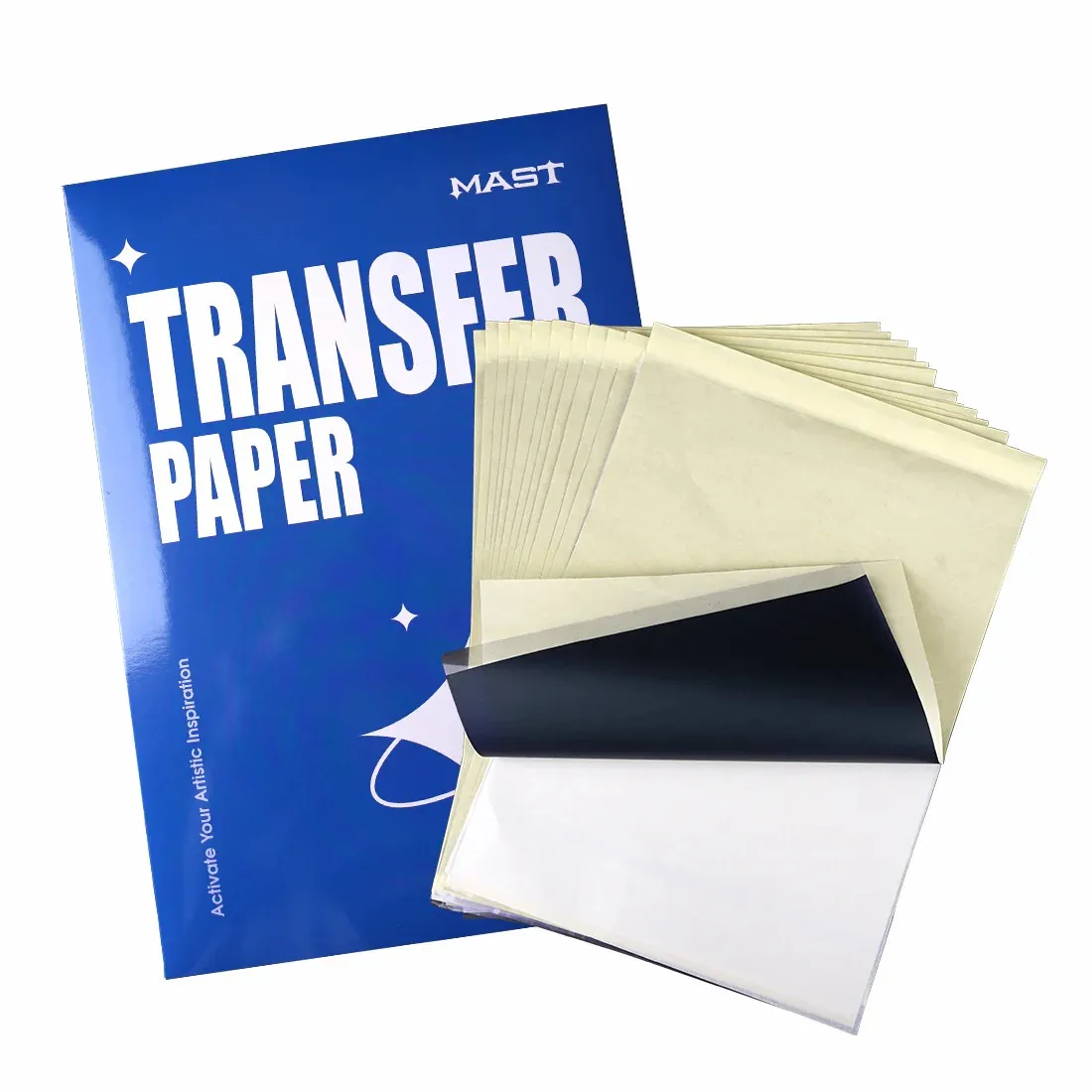 Papel de transferência de tatuagem de mastro 4 folha de camadas A4 Papéis de estêncil de tamanho para impressora térmica manuscrita 15pcs/pacote ws011-16