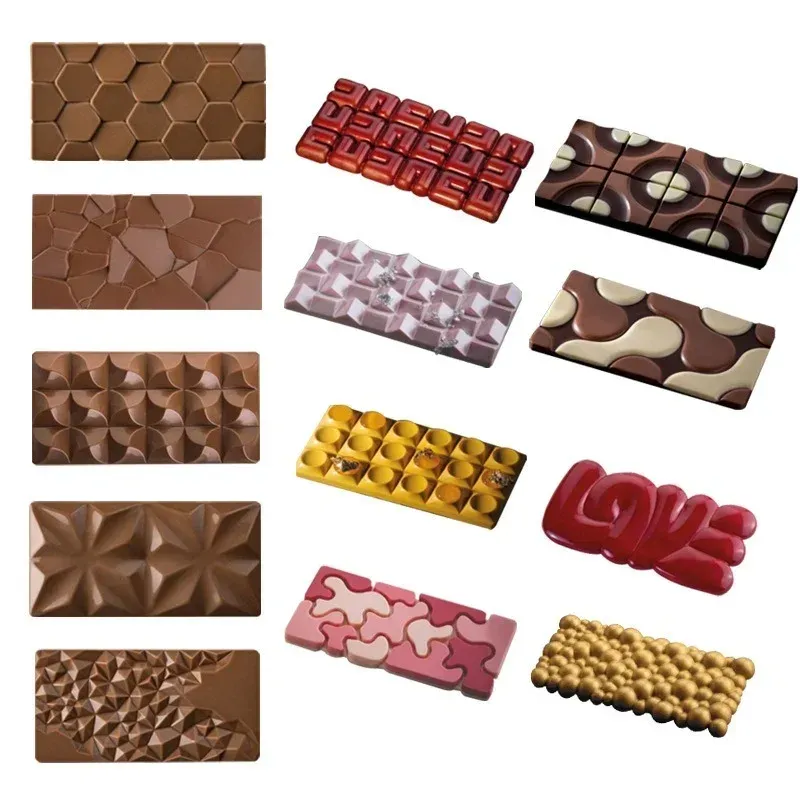 Moulds New Silicone Chocolate Mold Multiple Square Shapes Cake Mould Jelly Candy 3D DIY Kitchen Accessories Reusable Baking Tools
