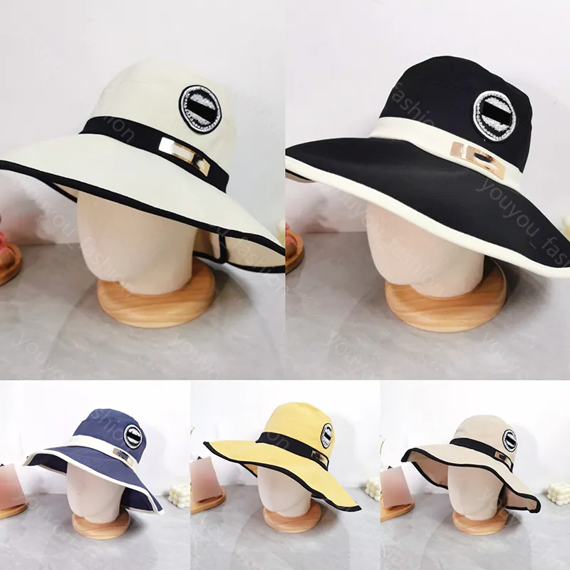 Designer Summer Sunhat pour les dames classiques largeur grand chapeau de seau pour femmes