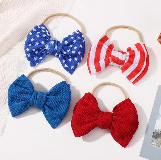 ncmama Independence Day Bowknot Hair tie 4th of July Hair Bow Hair band American Flag Patriotic Bows scrunchie