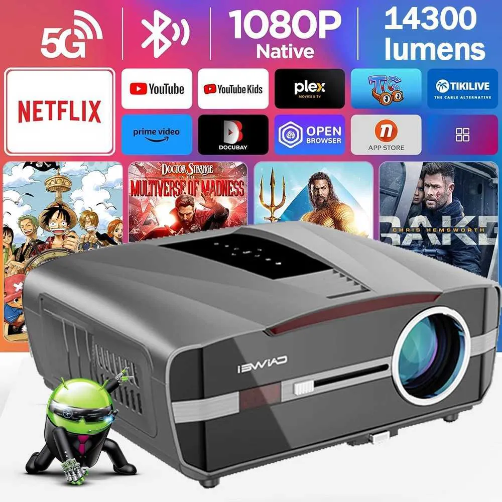 1080P Projector: Portable 4K LED Projector, Outdoor Movie Projector ...