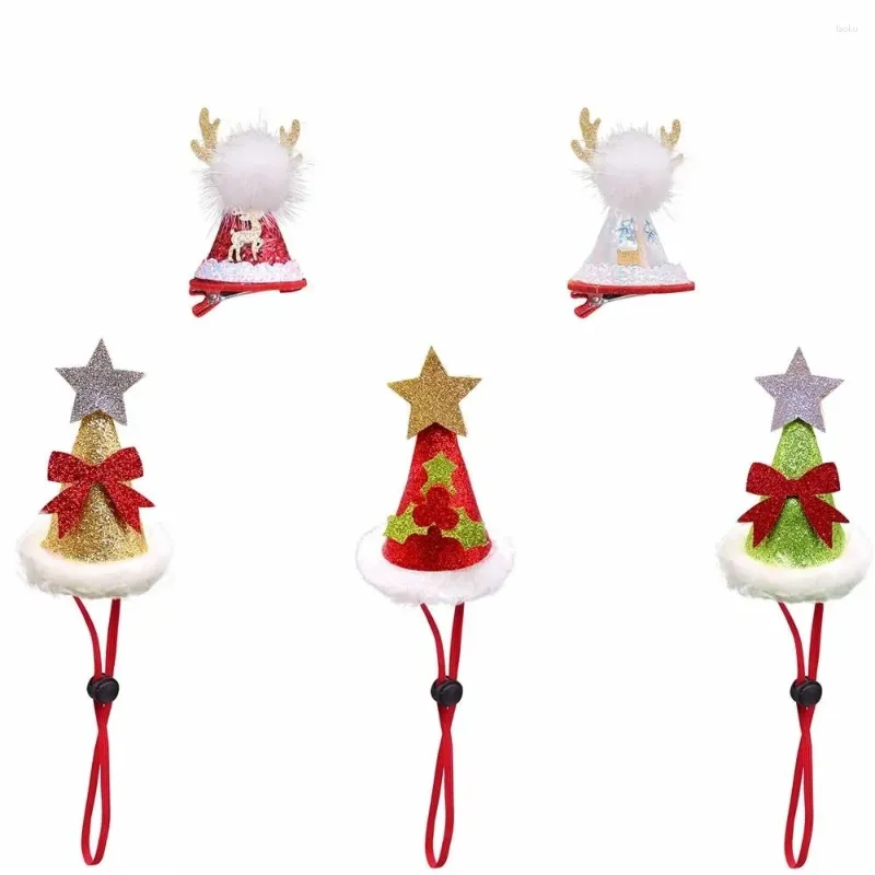 개 의류 dacron bow 모자 매듭 엘크 모양 고양이와 헤드 기어 눈송이 장식 애완 동물 크리스마스 옷