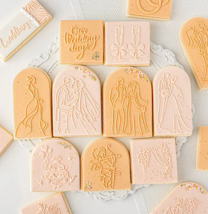 Stampi felici per matrimoni taglierina per biscotti pressa per pressa sposa anello da sposa groom stampo stampo acrilico fondente zucchero forma di cookie decorazione di biscotti fai da te