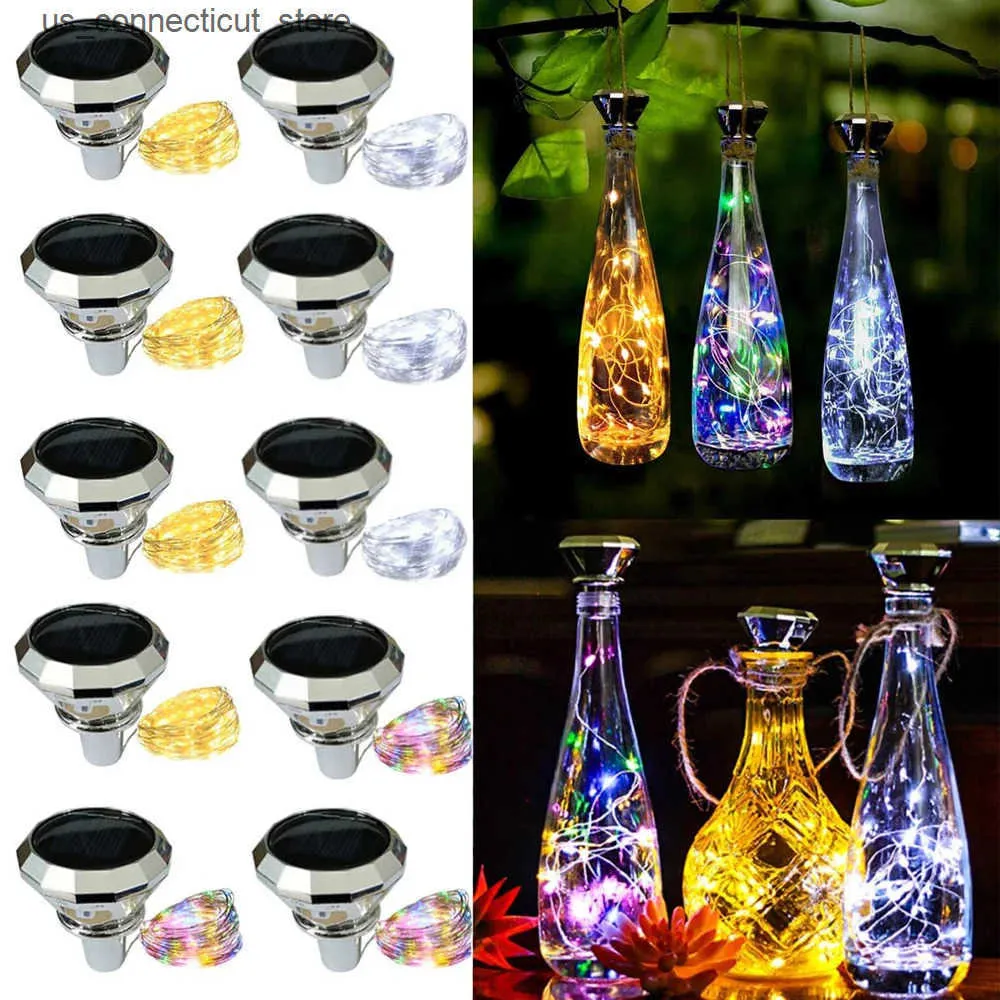 Diamond Wine Bottle Solar Garden Lights: 2M 20 LED Multi-Color Fairy ...
