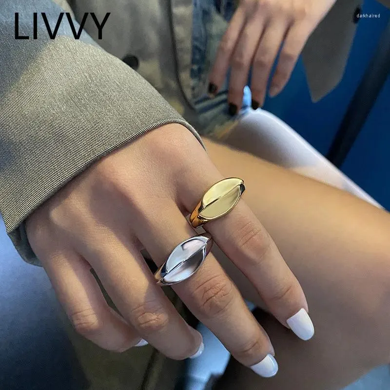 Cluster Rings LIVVY 2024 Trend Vintage Elegant Splicing Geometric Opening Adjustable For Women Creative Handmade Jewelry Party Gift