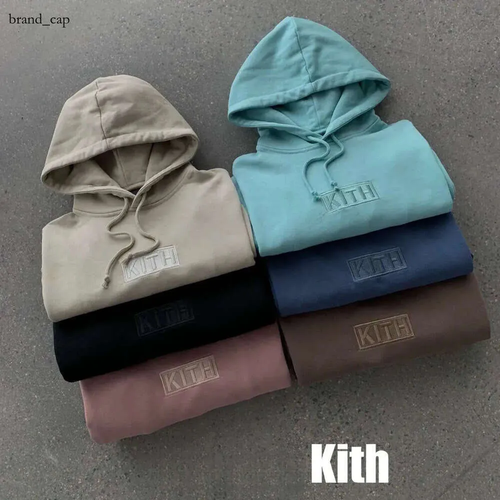 Modemerk ontwerper Kith Autumn Winter Katoen Kith Hooded Street Sweaters Losse fit geborduurde letters Hoodies 8179