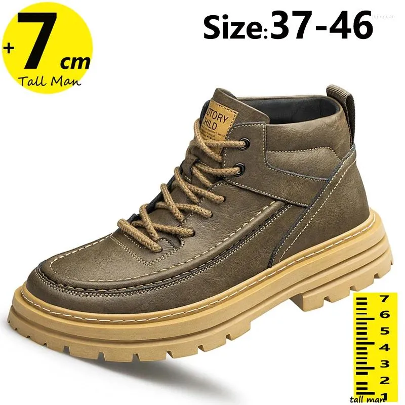 Casual Shoes Men High Top Men's Fashionable Hiss Boots With Taller Heel Lift Insula 7CM Plus Size 37-48