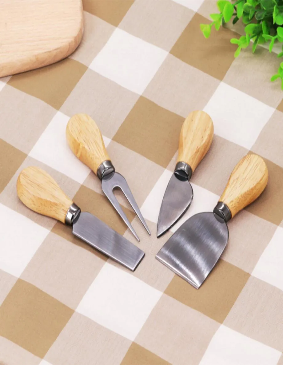 4pcssets couteaux de fromage planchet de chêne en chêne Kit de couteau à fourche de fourchette