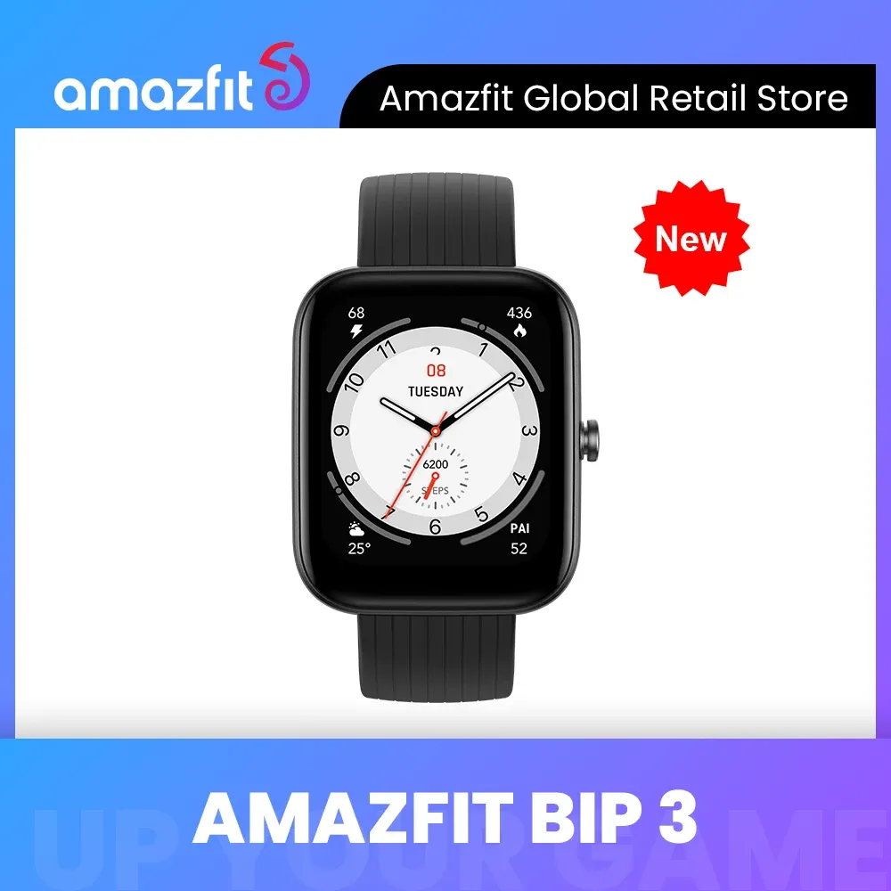 Relógios 2022 Novo Amazfit Bip 3 SmartWatch Medição de saturação de sangue de Bloodoxygen 60 Modos Esportivos Smart Watch for Android iOS Phone