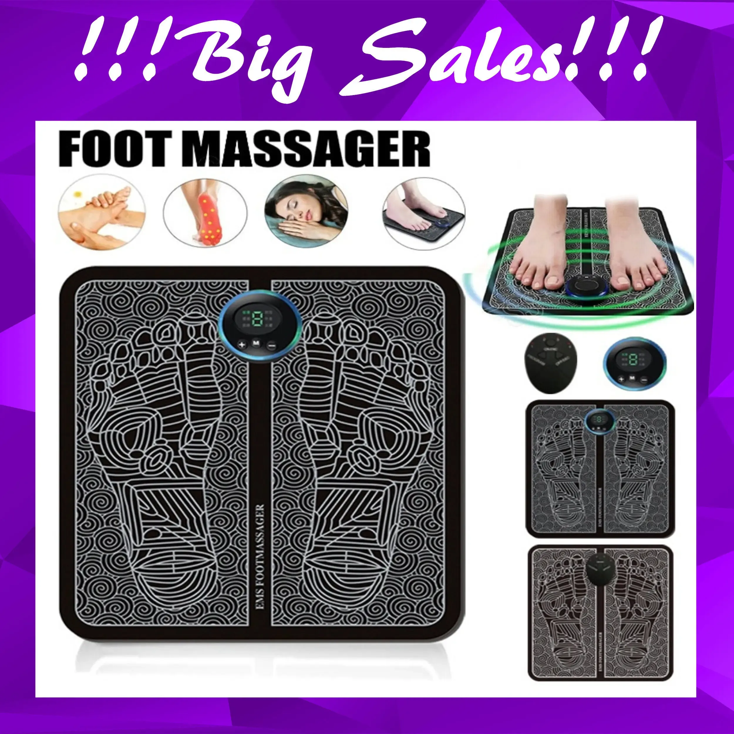 Masseur électrique EMS Foot Massage Pad Pengurut Kaki EMS Foot Massage Pad Feet Simulator Patch Stimulateur Massageur