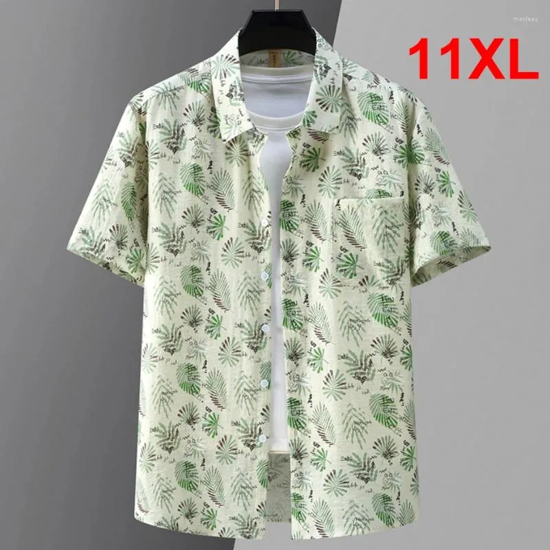 Męskie koszule Summer Hawaiian Shirt Mężczyźni plus rozmiar 10xl 11xl Linen Fashion Fash