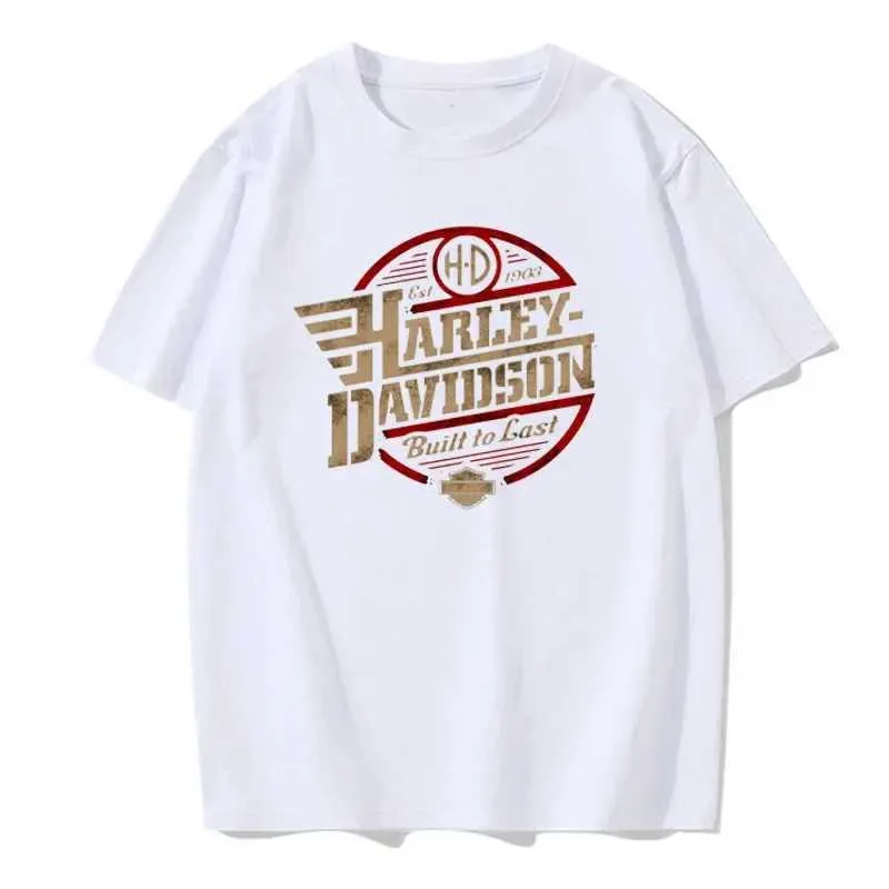 メンズTシャツメンズモーターサイクルハーレースポーツデビッドソンTシャツピュアコットンサマーヴィンテージクルネックエクストララージTシャツメンズアンドレディースウェアJ240426