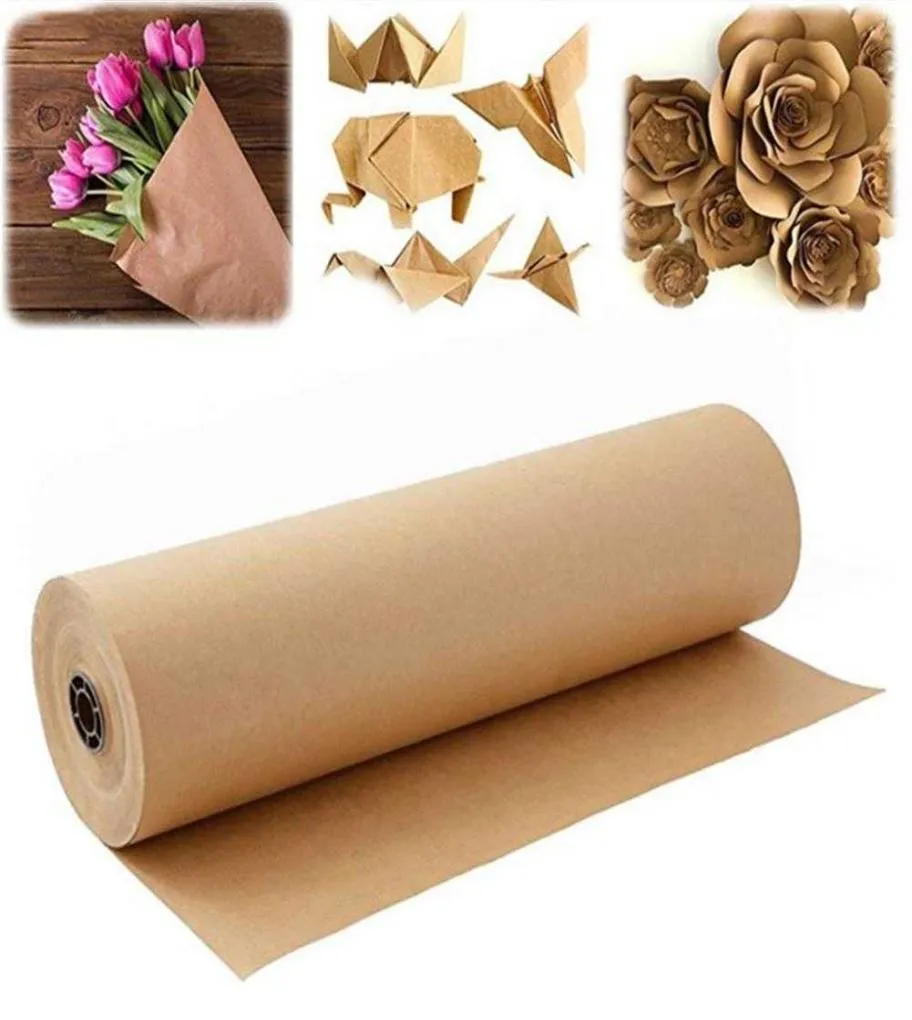 30 mètres Brown Kraft Emballage Paper Roll Recycle Recycled Papier pour cadeau Artisanat Peinture d'anniversaire Party Mariage Emballage Decoration Y0712651525