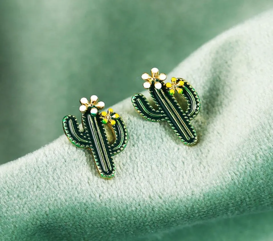 S1405 Fashion Jewelry Green Cactus Earrings Vintage Cactus Stud Earrings9190483