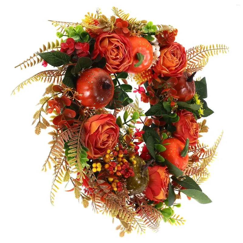 Fleurs décoratives couronne rose guirlande fleur plantes artificielles de suspension de fenêtre florale feuilles de saison d'automne en plastique