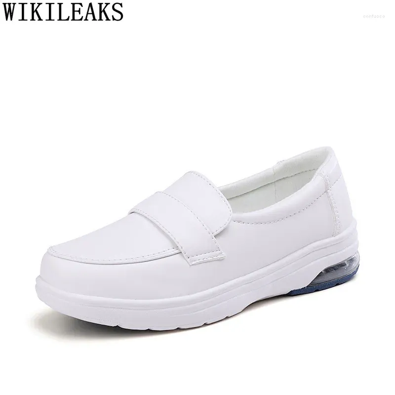 Casual Shoes White Loafers Women Leather Woman Platform Sneakers Black Slip On For 2024 Zapatillas De Mujer