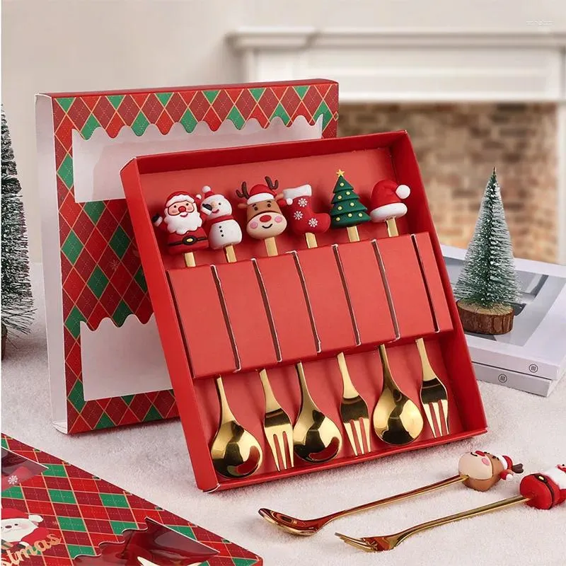 Set di stoviglie kit cucchiai forcella per feste di Natale 2/4/6pcs Set di stoviglie creative in acciaio inossidabile