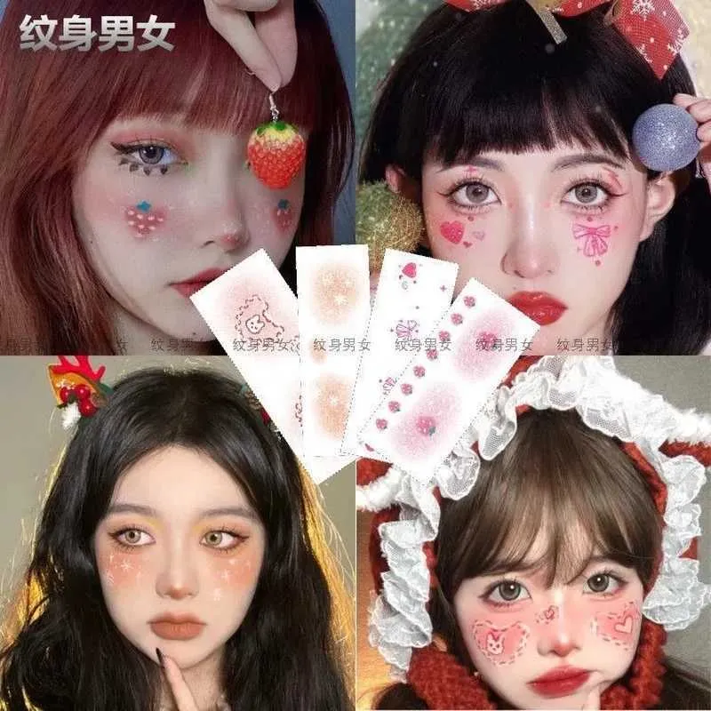 Transfert de tatouage Christmas Tatouage temporaire Autocollant Nouvel An Autocollants pour visage mignons Love Bow Tatoo Tattoo Sweet Sweet Imperproof Making Tattoo Stickers 240426