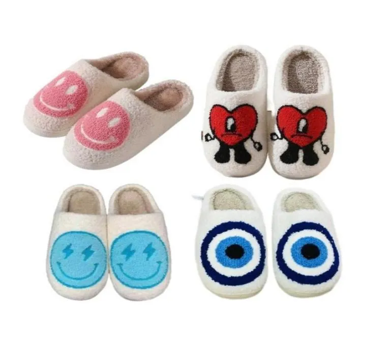 Slippers Fznyl Love Happy Heart Bad Huis Bunny Christmas Plush Slides Evil Eye Y Face For Women 39s Drop levering Smti9306613