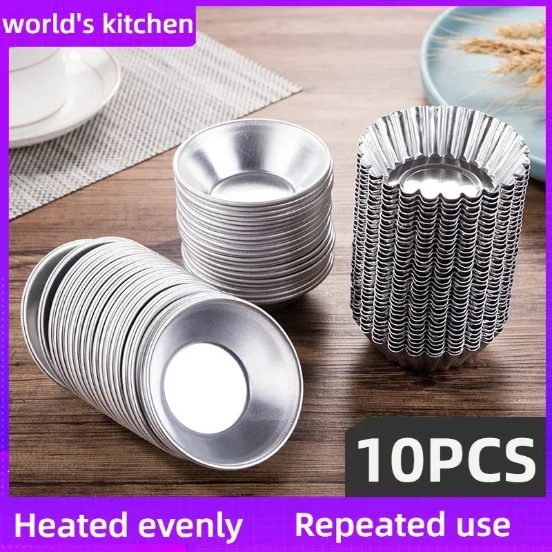 Moules 10pcs Aluminium Portugais style œuf tarte cupcake moule fruit gâteau moule moule petit outil de boulange