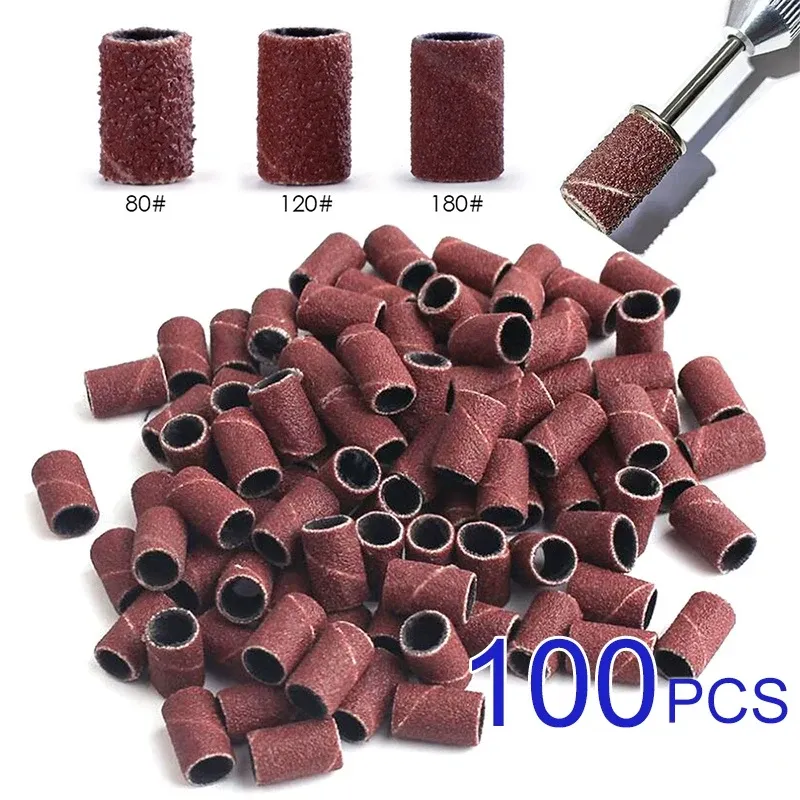 Bits 100pcs bandas de pulido de pulido accesorios de la máquina de manejo de la uña herramienta de lijado 80 ''/120 ''/180 "UV gel acrílico polaco Bits F F