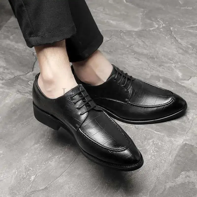 Casual Shoes Leather Men Classic Italian Black Wedding For 2024 Luxury Designer Business Chaussure De Ville Homme