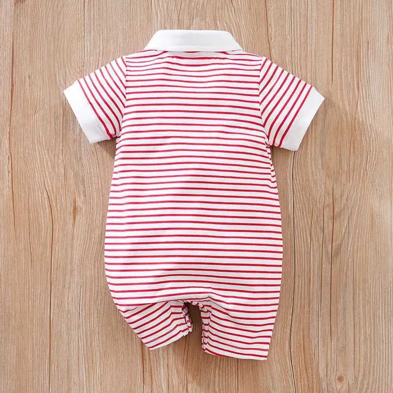 Rompers Newborn clothing striped whale print casual and comfortable soft boys and girls 0-18 summer short sleeved baby jumpsuitL24F