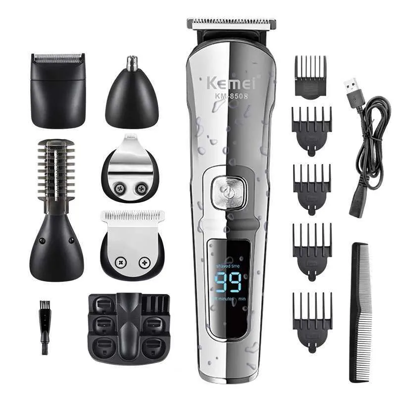 Hair Trimmer Kemei Professional Waterproof 6-in-1 Scissor Electric Q240427