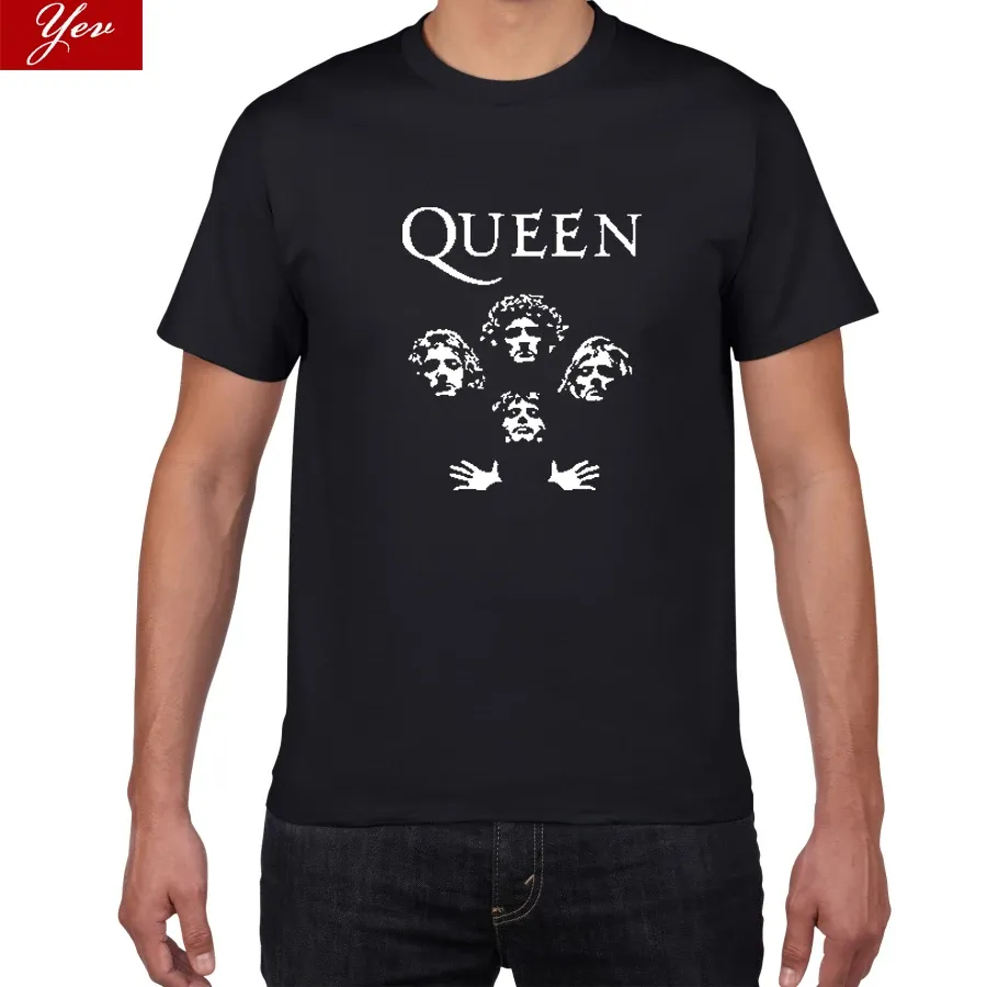 T-shirts paillettes rock groupe queen t-shirt hommes cool streetwear pop rock tshirt hommes été 100% coton tops rock lourd