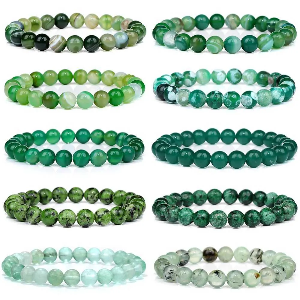 Bracciale verde da 8 mm in perline Bracciale naturale di calceciedy gatto di calcetto per gatto per il trattamento elastico per regali di gioielli da uomo