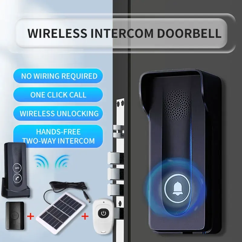 Chargeur solaire interphone No Network Wireless Interphone Doorbell 800m longue distance Twoway Intercom OneButton Remote Control Unlocking